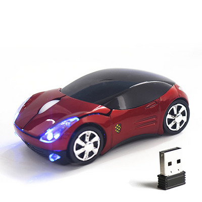 SOVAWIN LED mini belaidė pelė automobilio formos pelė USB imtuvas 1200 DPI 2.4G žaidimų optinės elektroninės pelės, skirtos asmeniniam nešiojamam kompiuteriui