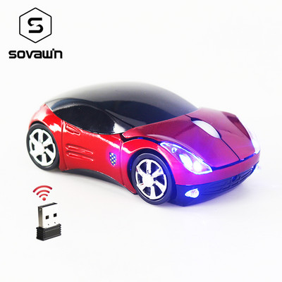 SOVAWIN LED Ασύρματο ποντίκι Μίνι ποντίκι σε σχήμα αυτοκινήτου 1200 DPI 2.4G Δέκτης USB τυχερού παιχνιδιού Οπτικά ηλεκτρονικά ποντίκια για φορητό υπολογιστή υπολογιστή