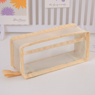 Kawaii roosad pliiatsikarbid kirjatarbed suur hoiukotike Armas kreemjas värvi pliiatsikotid Pliiatsid Suur hoidik teismelistele tüdrukutele kleebisega