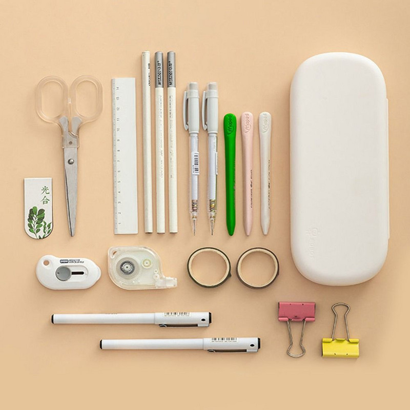 Προμήθειες Πολυλειτουργική μολυβοθήκη Κορεάτικου στυλ Κουτί επιτραπέζιου αποθήκευσης Φοιτητικό χαρτικά Θήκη στυλό διπλής στρώσης