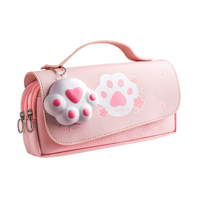 Mielas dekompresinis pieštuko dėklas Didelė pieštukų dėžutė, nešiojamasis mergaičių rašiklio krepšys, trijų sluoksnių mokyklinių raštinės reikmenų maišelis Kawaii pieštuko dėklas