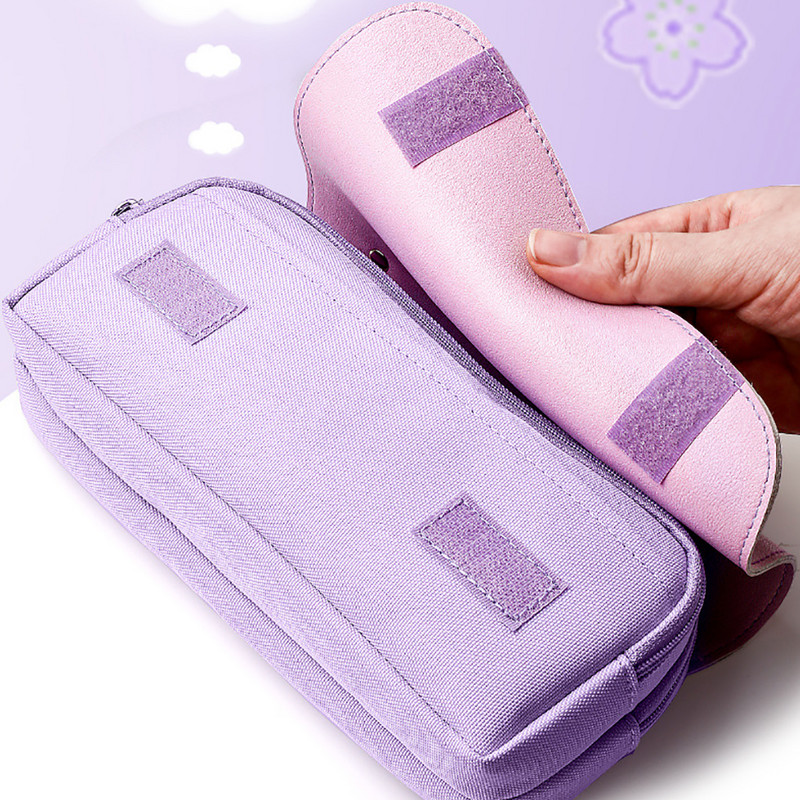 Mielas dekompresinis pieštuko dėklas Didelė pieštukų dėžutė, nešiojamasis mergaičių rašiklio krepšys, trijų sluoksnių mokyklinių raštinės reikmenų maišelis Kawaii pieštuko dėklas