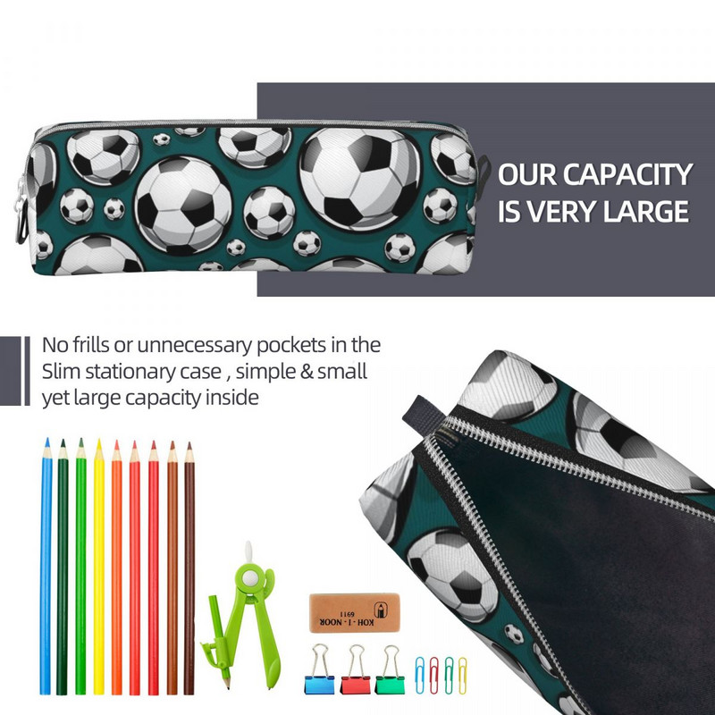 Futbolo kamuoliukų raštas Futbolo pieštukų dėklas Sportinis pieštukų dėžutė Rašiklio laikiklis Vaikams Didelis krepšys Mokykliniai reikmenys Dovanų raštinės reikmenys