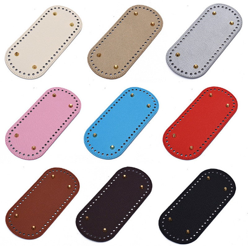 22 * 10 cm pikk põhi kootud koti jaoks PU nahast koti alus Käsitsi valmistatud põhi aukudega isetehtud heegeldatud koti põhja tarvikud