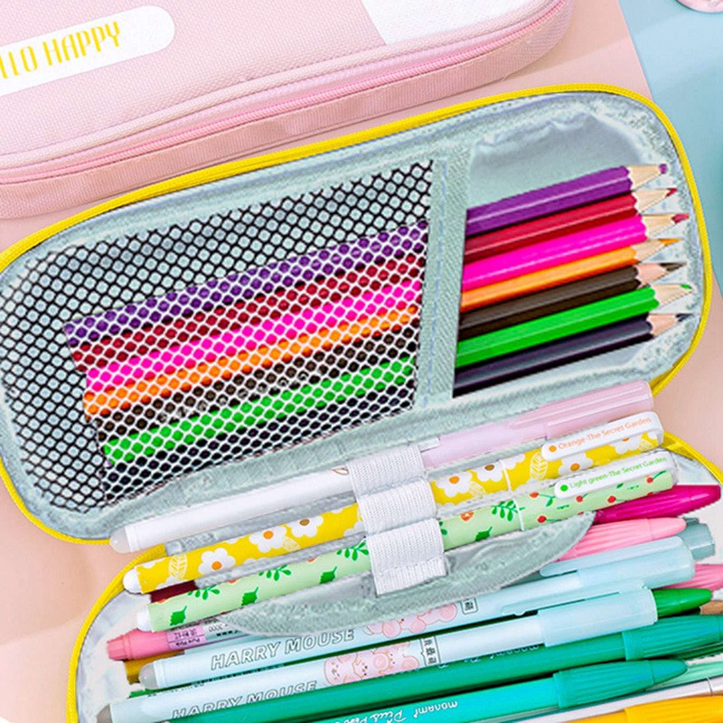 Kreatív írószerdoboz Diák aranyos egyszerű irodaszer doboz ceruzatáska cipzár Oxford szövet rajzfilm nagy kapacitású tolltartó