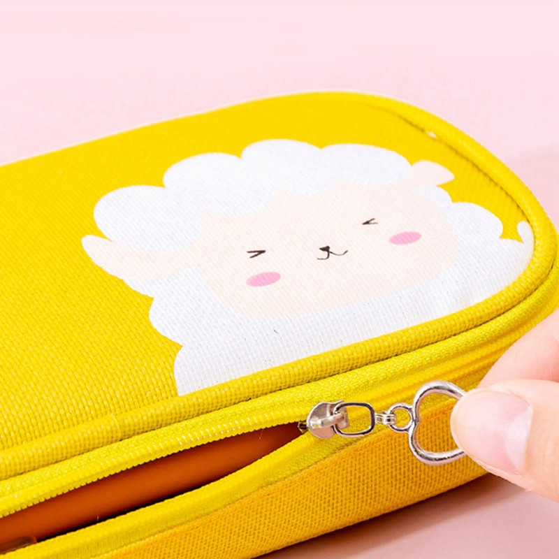 Kreatív írószerdoboz Diák aranyos egyszerű irodaszer doboz ceruzatáska cipzár Oxford szövet rajzfilm nagy kapacitású tolltartó
