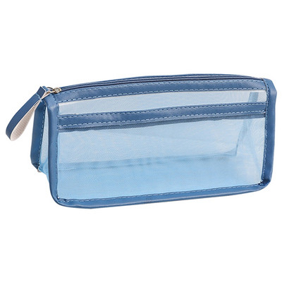 Paprastas skaidrus dvigubo tinklinio pieštuko dėklas Biuro pieštukų dėklai mokiniams Mokyklinės reikmenys rašiklio dėžutės krepšys Naujos raštinės reikmenys