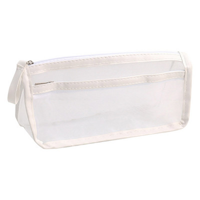 Paprastas skaidrus dvigubo tinklinio pieštuko dėklas Biuro pieštukų dėklai mokiniams Mokyklinės reikmenys rašiklio dėžutės krepšys Naujos raštinės reikmenys