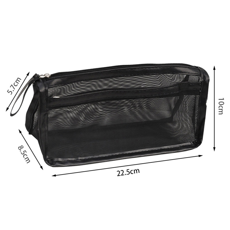 Paprastas skaidrus dvigubo tinklinio pieštuko dėklas Biuro pieštukų dėklai mokiniams Mokyklinės reikmenys rašiklio dėžutės krepšys Naujos raštinės reikmenys