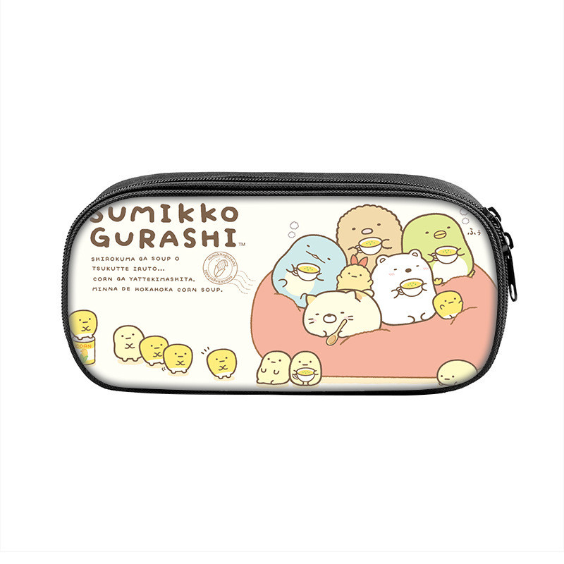 Sumikkogurashi Family Themes Τσάντα μολυβιών Nylon Μολυβοθήκη Παιδική Μαύρη σε σχολικά σετ γραφικής ύλης υψηλής ποιότητας