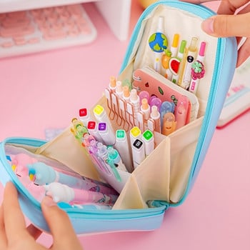 1 бр. Kawaii Bunny Bear Pencil Case Прозрачна чанта за съхранение с голям капацитет за Ученици Момчета Момичета Възрастен Училищен офис