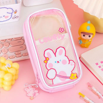 1 бр. Kawaii Bunny Bear Pencil Case Прозрачна чанта за съхранение с голям капацитет за Ученици Момчета Момичета Възрастен Училищен офис