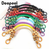 2 vnt. 37/48 cm spalvoto krepšio rankenos Nailono virvės pynimo medinių karoliukų rankena pečių dirželis Rankų dirželiai „pasidaryk pats“ siuvami rankinės priedai