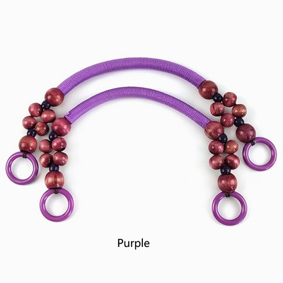 2 vnt. 37/48 cm spalvoto krepšio rankenos Nailono virvės pynimo medinių karoliukų rankena pečių dirželis Rankų dirželiai „pasidaryk pats“ siuvami rankinės priedai