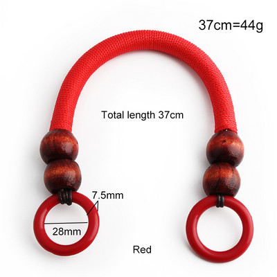 2 vnt. 37/48 cm spalvoto krepšio rankenos Nailono virvės pynimo medinių karoliukų rankena pečių dirželis Rankų dirželiai „pasidaryk pats“ siuvami rankinės priedai