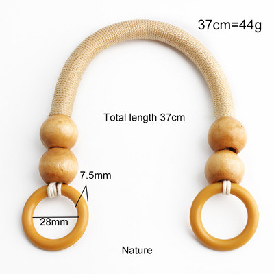 2 vnt. 37/48 cm spalvoto krepšio rankenos Nailono virvės pynimo medinių karoliukų rankena pečių dirželis Rankų dirželiai „pasidaryk pats“ siuvami rankinės priedai