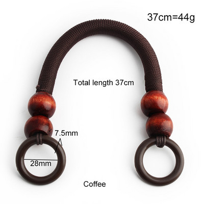 2 vnt. 37/48 cm spalvoto krepšio rankenos Nailono virvės pynimo medinių karoliukų rankena pečių dirželis Rankų dirželiai „pasidaryk pats“ siuvami rankinės priedai