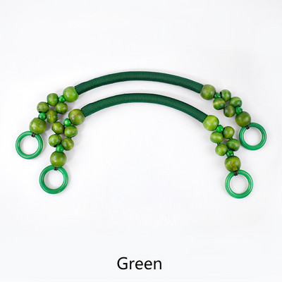 2 vnt. 37/48 cm spalvoto krepšio rankenos Nailono virvės pynimo medinių karoliukų rankena pečių dirželis Rankų dirželiai „pasidaryk pats“ siuvami rankinės priedai