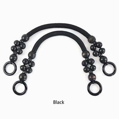 2 vnt. 37/48 cm spalvoto krepšio rankenos Nailono virvės pynimo medinių karoliukų rankena pečių dirželis Rankų dirželiai „pasidaryk pats“ siuvami rankinės priedai