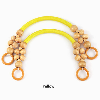 2 vnt. 37/48 cm spalvoto krepšio rankenos Nailono virvės pynimo medinių karoliukų rankena pečių dirželis Rankų dirželiai „pasidaryk pats“ siuvami rankinės priedai