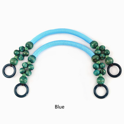 2 vnt. 37/48 cm spalvoto krepšio rankenos Nailono virvės pynimo medinių karoliukų rankena pečių dirželis Rankų dirželiai „pasidaryk pats“ siuvami rankinės priedai