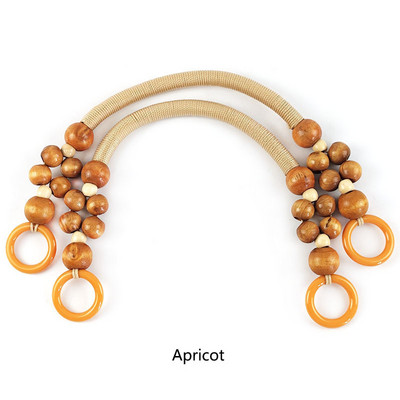 2 vnt. 37/48 cm spalvoto krepšio rankenos Nailono virvės pynimo medinių karoliukų rankena pečių dirželis Rankų dirželiai „pasidaryk pats“ siuvami rankinės priedai