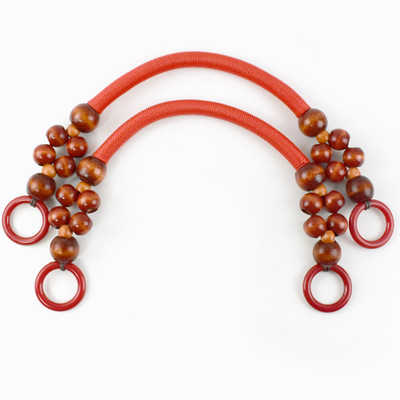 2 vnt. 37/48 cm spalvoto krepšio rankenos Nailono virvės pynimo medinių karoliukų rankena pečių dirželis Rankų dirželiai „pasidaryk pats“ siuvami rankinės priedai