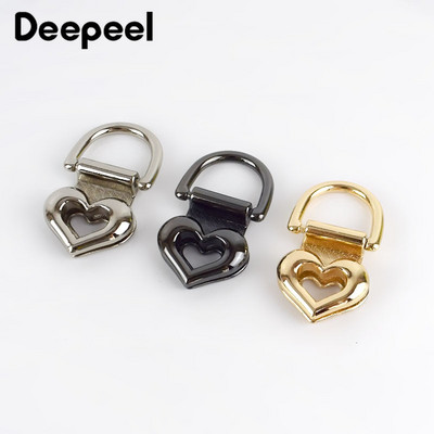 Deepeel 4 /10 τμχ Μεταλλική τσάντα 19 mm Πλαϊνές πόρπες Heart OD Ring Hanger Pull Clip Hook DIY λουράκι τσάντας Εξάρτημα κούμπωμα Αξεσουάρ BF059