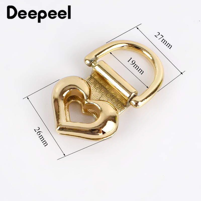 Deepeel 4 / 10 vnt 19 mm metalinio krepšio šoninės sagtys Širdies OD žiedo pakabos traukimo klipas kabliukas „pasidaryk pats“ rankinės dirželio užsegimo dalis Priedai BF059