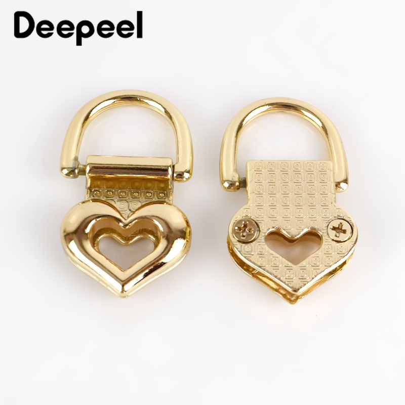 Deepeel 4 / 10 vnt 19 mm metalinio krepšio šoninės sagtys Širdies OD žiedo pakabos traukimo klipas kabliukas „pasidaryk pats“ rankinės dirželio užsegimo dalis Priedai BF059