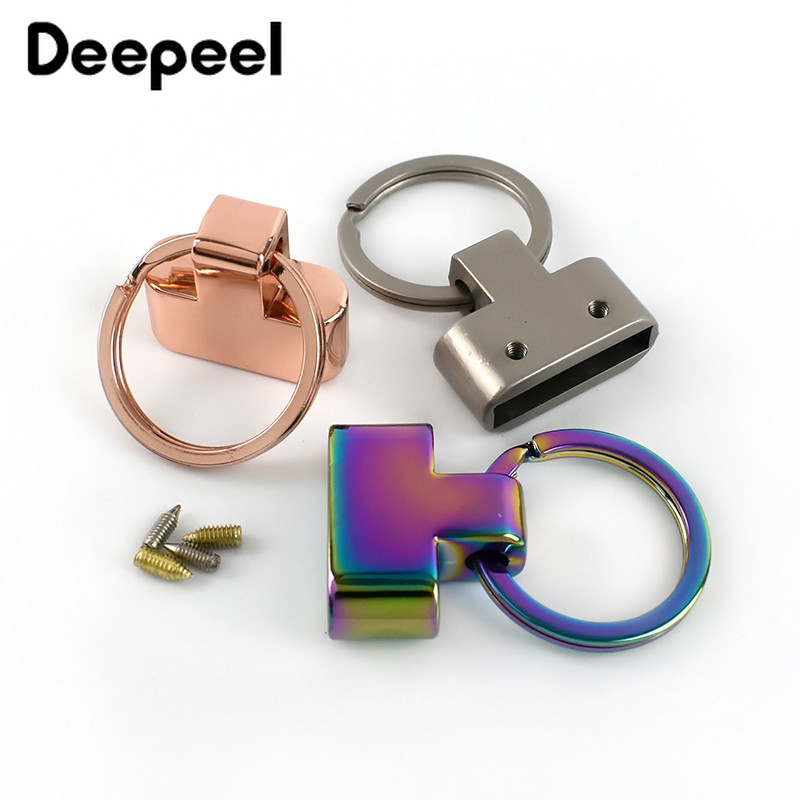 2Pcs Deepeel 24 мм метален ключодържател, катарама, разделени пръстени за чанти, каишка, колан, ключодържател, катарами, ръчно изработени кожени хардуерни аксесоари