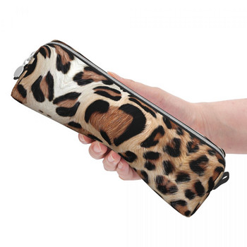 Μολυβοθήκη Leopard Fur Heart Pencil Case Box Τσάντες για μαθητή μεγάλη αποθήκευση σχολικών ειδών Μολύβια με φερμουάρ
