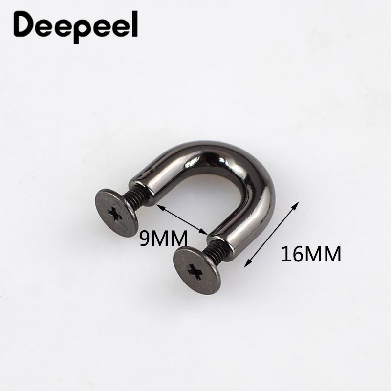 10/20db 9 mm-es fém csatok divatos U gyűrűk Táskák ívhíd csavaros csatlakozóval Akasztó táska övekhez szíj barkács bőr kézművesség