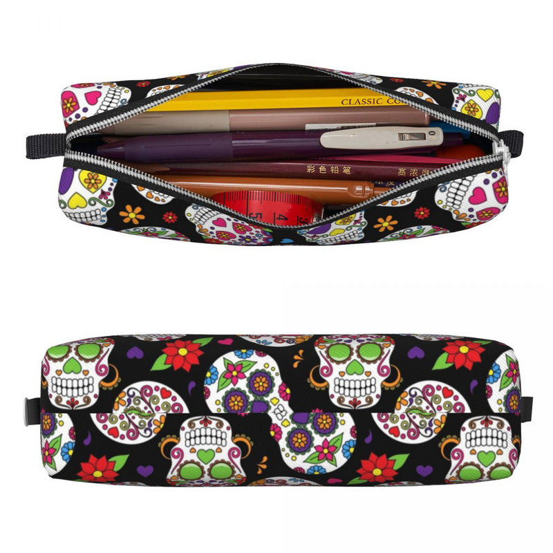 Πολύχρωμα Skulls Sugar Skulls μολυβοθήκες Day of the Dead Παιδική τσάντα Παιδικής Μεγάλης χωρητικότητας Σχολικά προμήθειες Δώρο Μολυβοθήκη