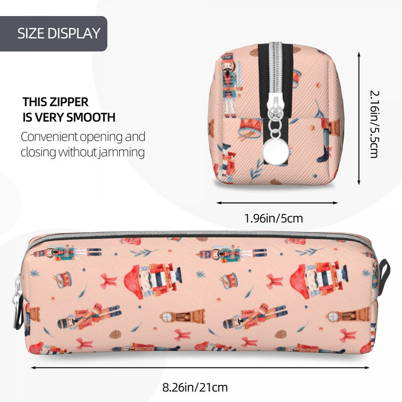 Kalėdinis Naujųjų metų pieštuko dėklas Linksmas mielas rožinis riešutų laužo rašiklio dėžutės krepšys studentams, didelės talpos studentams, mokyklinė kosmetikos pieštukų dėžutė