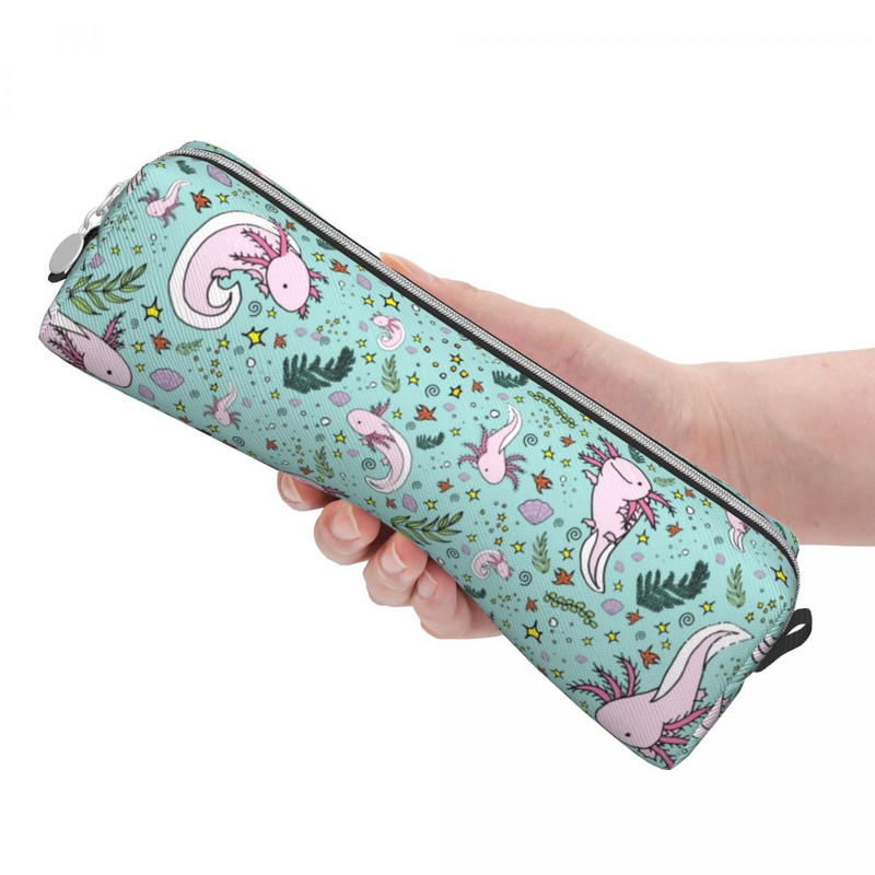 „Axolotl“ gyvūnų pieštukų dėklas Mielas „Salamandra“ rašiklio dėžutės krepšiai, didelės talpos mokyklinės reikmenys, pieštukai su užtrauktuku