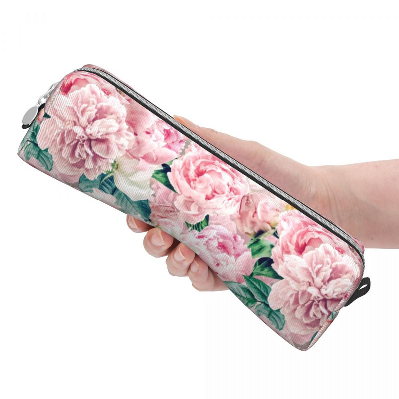 Boho Vintage Blush Real Peonies Pieštukų dėklai Gėlės Pieštukų maišelis Rašiklis studentų pieštukų maišeliams Studentams Mokyklos užtrauktuku raštinės reikmenys