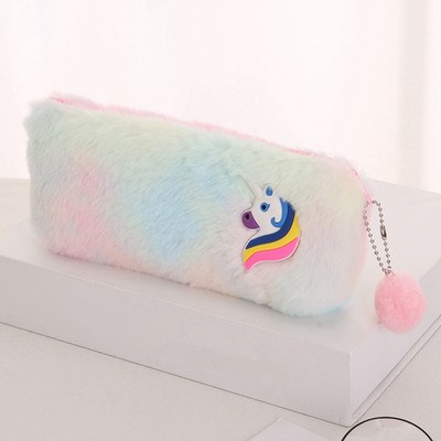 1vnt mielas vienaragio pieštuko dėklas pliušinis rašiklio dėklas Biuro reikmenys studentams su užtrauktuku raštinės reikmenų maišelis Kawaii kosmetikos krepšys