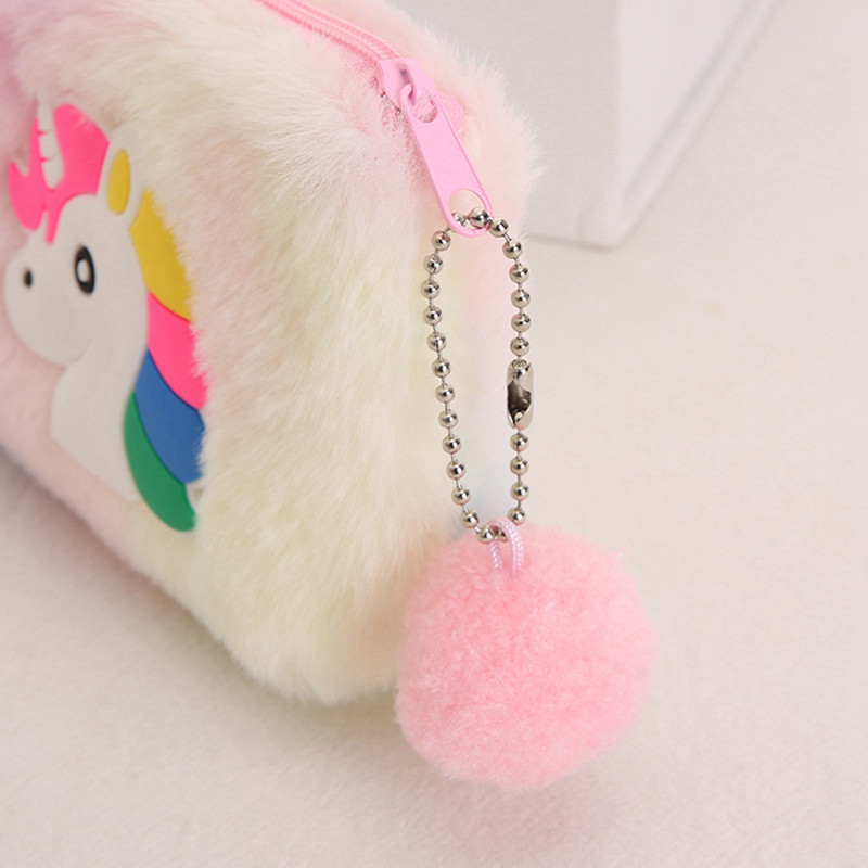 1vnt mielas vienaragio pieštuko dėklas pliušinis rašiklio dėklas Biuro reikmenys studentams su užtrauktuku raštinės reikmenų maišelis Kawaii kosmetikos krepšys