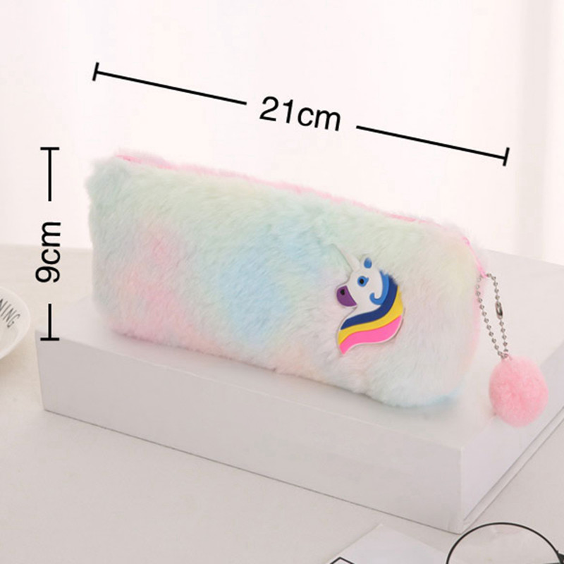 1vnt mielas vienaragio pieštuko dėklas pliušinis rašiklio dėklas Biuro reikmenys studentams su užtrauktuku raštinės reikmenų maišelis Kawaii kosmetikos krepšys
