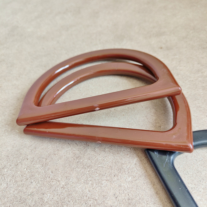 2 vnt. D formos apvali dervos maišelio rankena, skirta rankų darbo rankinės piniginės rėmui „pasidaryk pats“ austo krepšio priedai Madingos krepšio rankenos