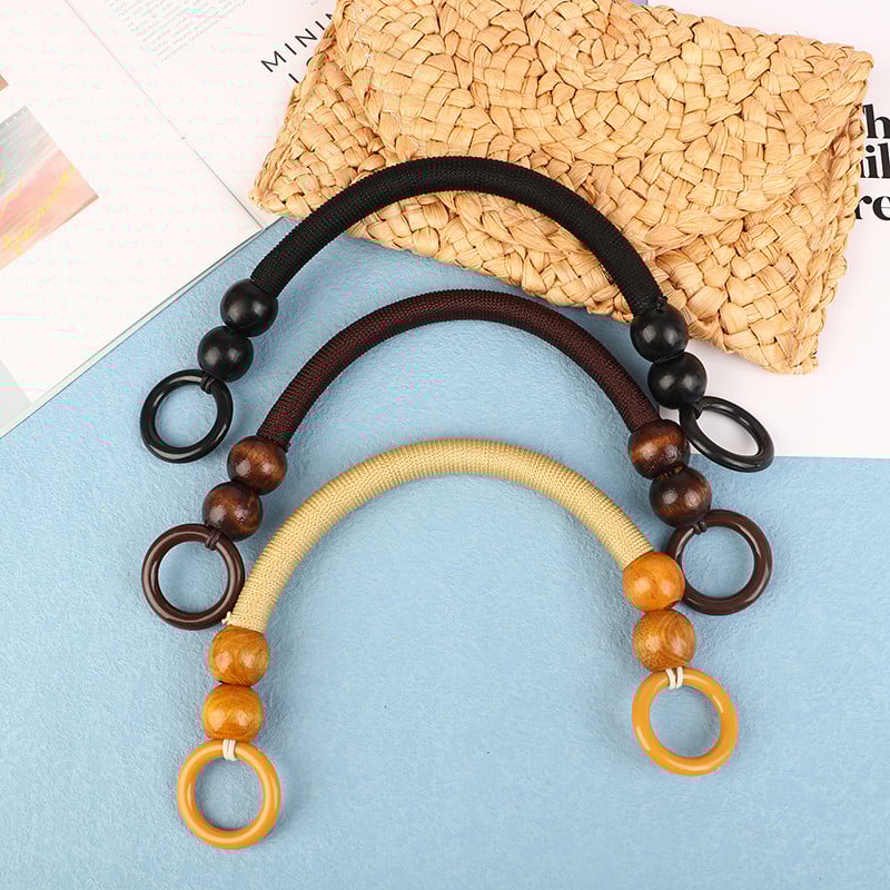 Uradi sam pletena najlonska torbica Drvena ručka Najlonsko uže Dodaci za torbice Dodaci za torbe Perle Ručka torbice Drvene ručke od perli