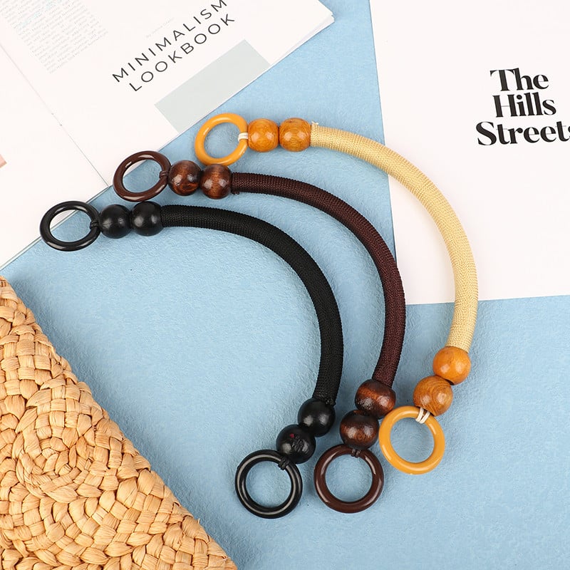 Uradi sam pletena najlonska torbica Drvena ručka Najlonsko uže Dodaci za torbice Dodaci za torbe Perle Ručka torbice Drvene ručke od perli