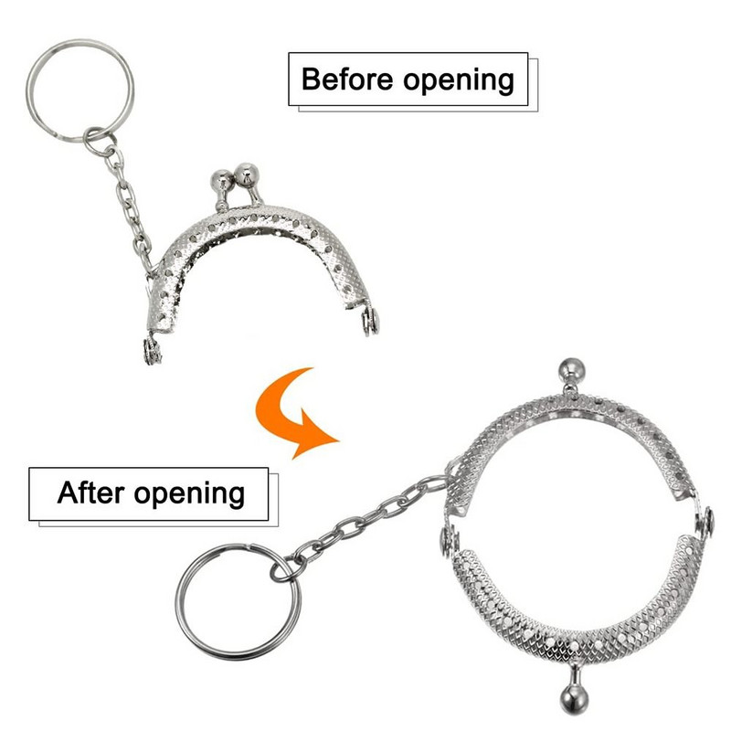 Nauja 4/5 cm monetų piniginė, metalinis rėmelis, keitimo piniginės rėmelis su raktų pakabuko lanko rėmeliu, bučinio užsegimu, užraktu pasidaryk pats, rankdarbių piniginės priedai