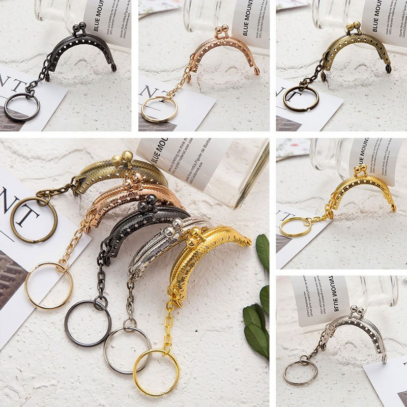 Nauja 4/5 cm monetų piniginė, metalinis rėmelis, keitimo piniginės rėmelis su raktų pakabuko lanko rėmeliu, bučinio užsegimu, užraktu pasidaryk pats, rankdarbių piniginės priedai