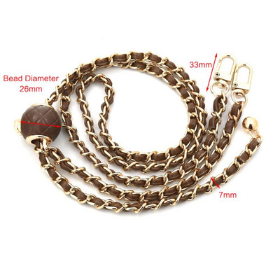 Zamjenski remen za torbu s bakrenim lancem Nosite kožne trake Visokokvalitetna koža + metalni lanac za torbu Ženska naramenica 120 cm