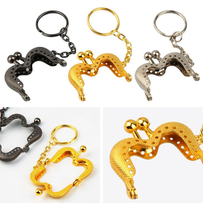 4 cm-es M alakú erszénykapcsos keretes táska csókkapcsos zár kulcstartóval Vintage fém pénztárcakeret barkács kézműves pénztárca készítéséhez