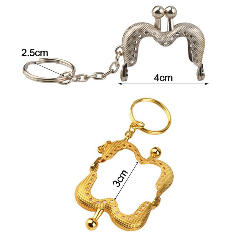 4 cm-es M alakú erszénykapcsos keretes táska csókkapcsos zár kulcstartóval Vintage fém pénztárcakeret barkács kézműves pénztárca készítéséhez