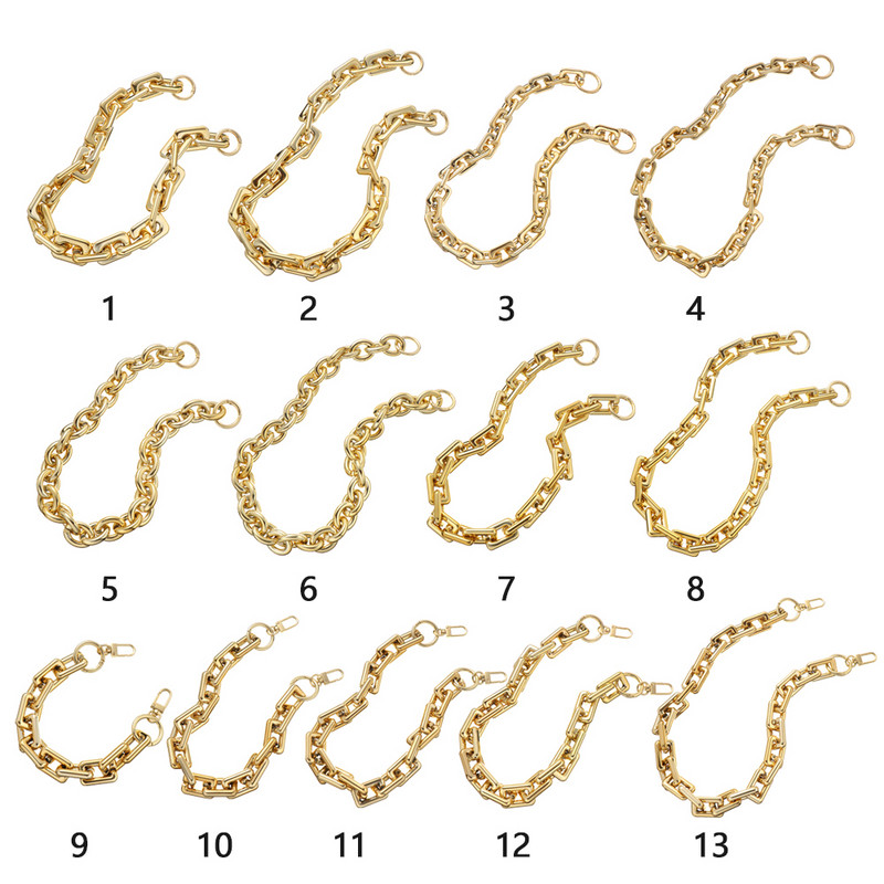 Akrilo dervos pakaitinė grandinėlė, nuimamos dalys, auksinis dirželis, moteriška rankena per petį, kvadratinė grandinėlė, moteriško krepšio priedai