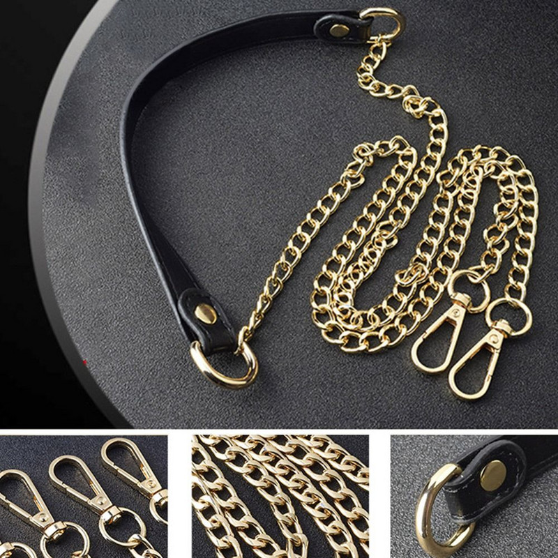 120cm Naujas Krepšys Metalinė grandinėlė PU Odiniai Krepšiai Diržai pasidaryk pats rankinės rankenos pečių dirželiai Priedai Keičiami krepšiai Rankenos